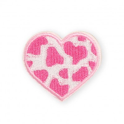 Autocollant sticker pour téléphone/tablette/ordinateur brodé en 3D - Coeur tacheté rose