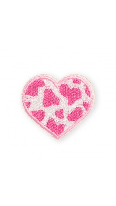 Sticker Aufkleber für Handy/Tablet/Computer 3D gestickt - Rosa geflecktes Herz 
