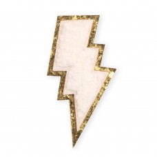 Autocollant sticker pour téléphone/tablette/ordinateur brodé en 3D - Eclair blanc doré