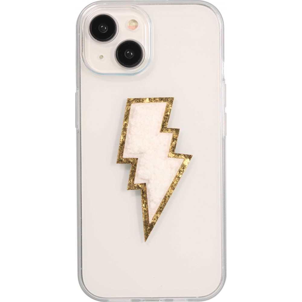 Autocollant sticker pour téléphone/tablette/ordinateur brodé en 3D - Eclair blanc doré