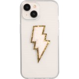 Autocollant sticker pour téléphone/tablette/ordinateur brodé en 3D - Eclair blanc doré