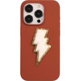 Autocollant sticker pour téléphone/tablette/ordinateur brodé en 3D - Eclair blanc doré
