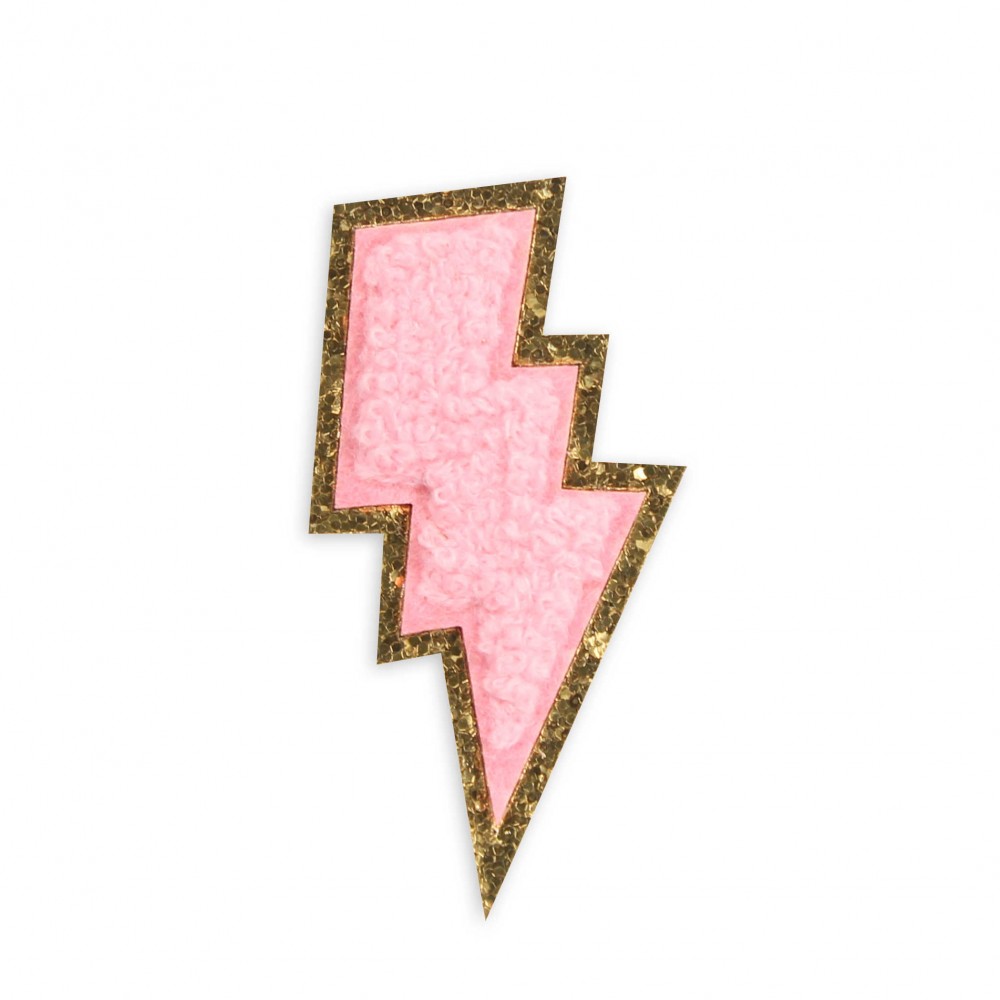 Sticker Aufkleber für Handy/Tablet/Computer 3D gestickt - Blitz rosa