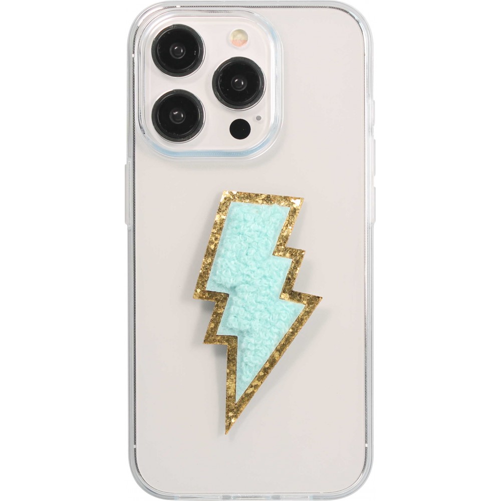 Autocollant sticker pour téléphone/tablette/ordinateur brodé en 3D - Éclair turquoise