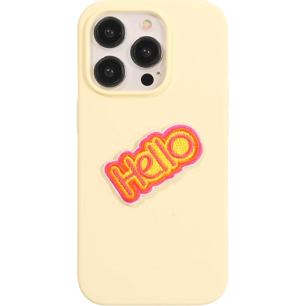 Autocollant sticker pour téléphone/tablette/ordinateur brodé en 3D - HELLO jaune