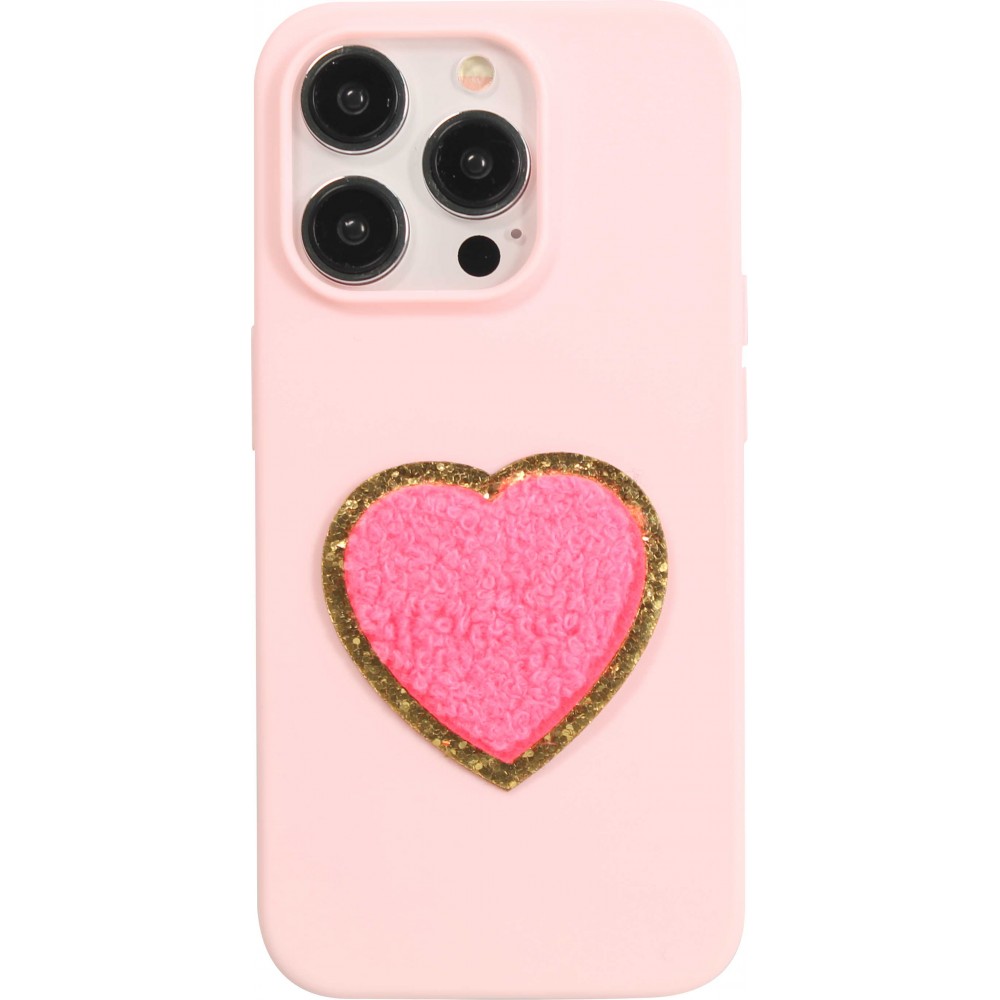 Sticker Aufkleber für Handy/Tablet/Computer 3D gestickt - Heart rosa