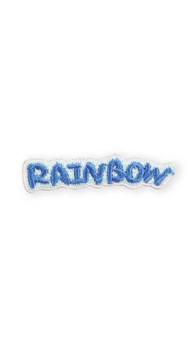 Autocollant sticker pour téléphone/tablette/ordinateur brodé en 3D - Rainbow texte bleu