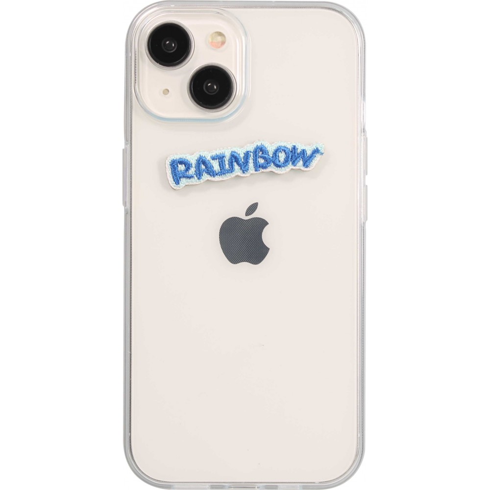 Autocollant sticker pour téléphone/tablette/ordinateur brodé en 3D - Rainbow texte bleu