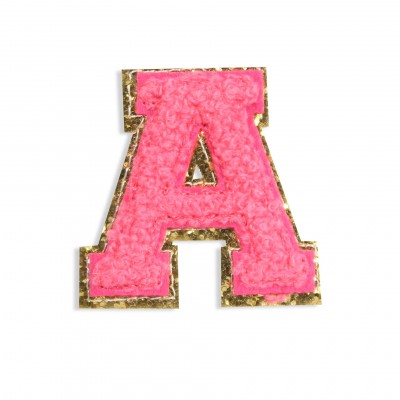 Autocollant sticker pour téléphone/tablette/ordinateur brodé en 3D rose foncé - Lettre A