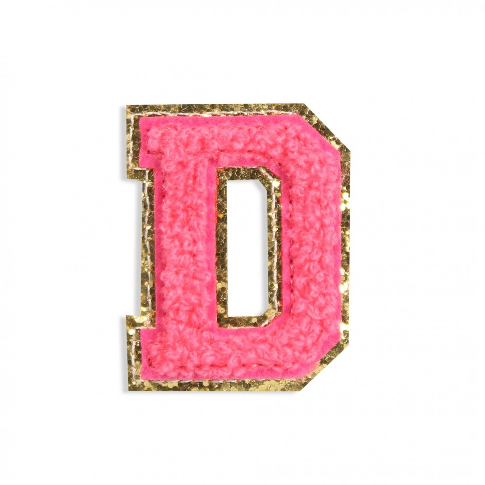 Autocollant sticker pour téléphone/tablette/ordinateur brodé en 3D rose foncé - Lettre D