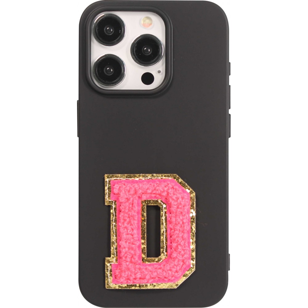 Autocollant sticker pour téléphone/tablette/ordinateur brodé en 3D rose foncé - Lettre D