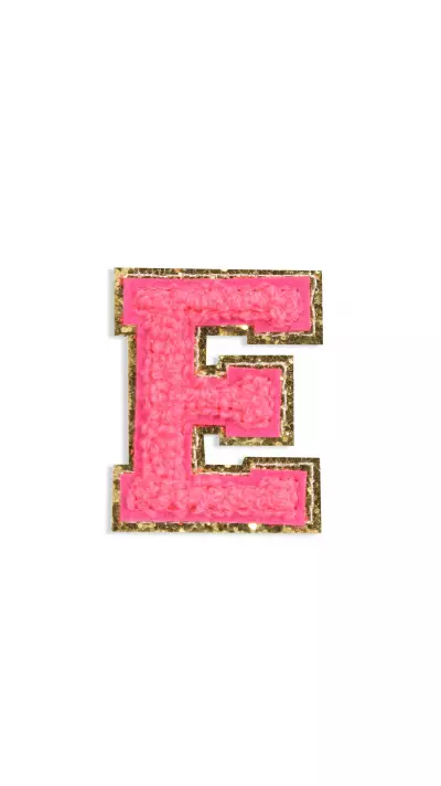 Autocollant sticker pour téléphone/tablette/ordinateur brodé en 3D rose foncé - Lettre E