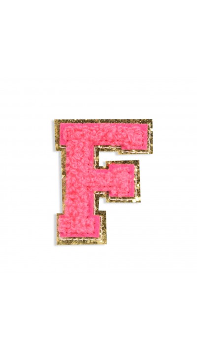 Autocollant sticker pour téléphone/tablette/ordinateur brodé en 3D rose foncé - Lettre F