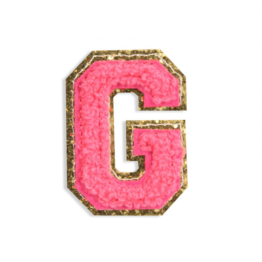 Autocollant sticker pour téléphone/tablette/ordinateur brodé en 3D rose foncé - Lettre G