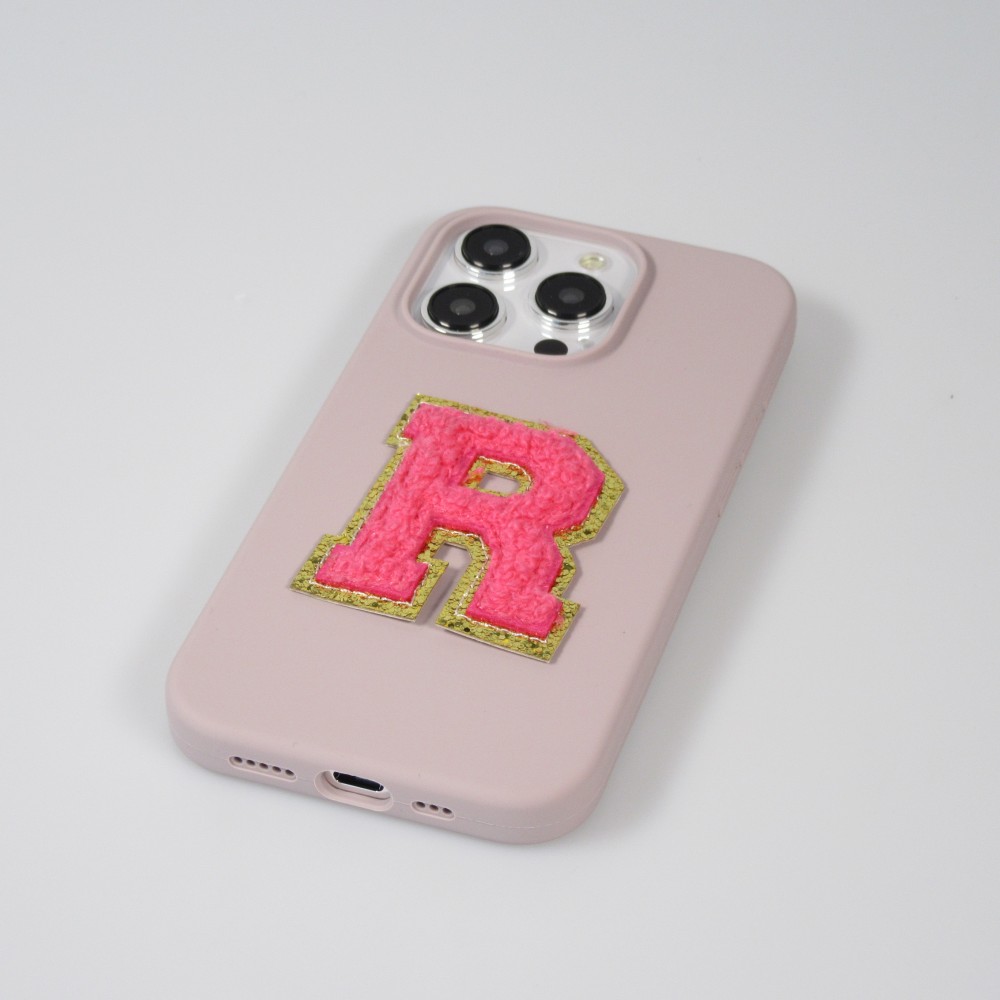 Autocollant sticker pour téléphone/tablette/ordinateur brodé en 3D rose foncé - Lettre G