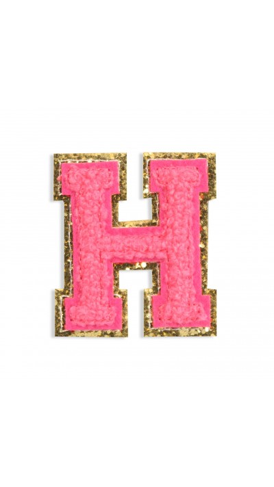 Autocollant sticker pour téléphone/tablette/ordinateur brodé en 3D rose foncé - Lettre H