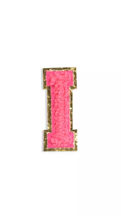 Autocollant sticker pour téléphone/tablette/ordinateur brodé en 3D rose foncé - Lettre I