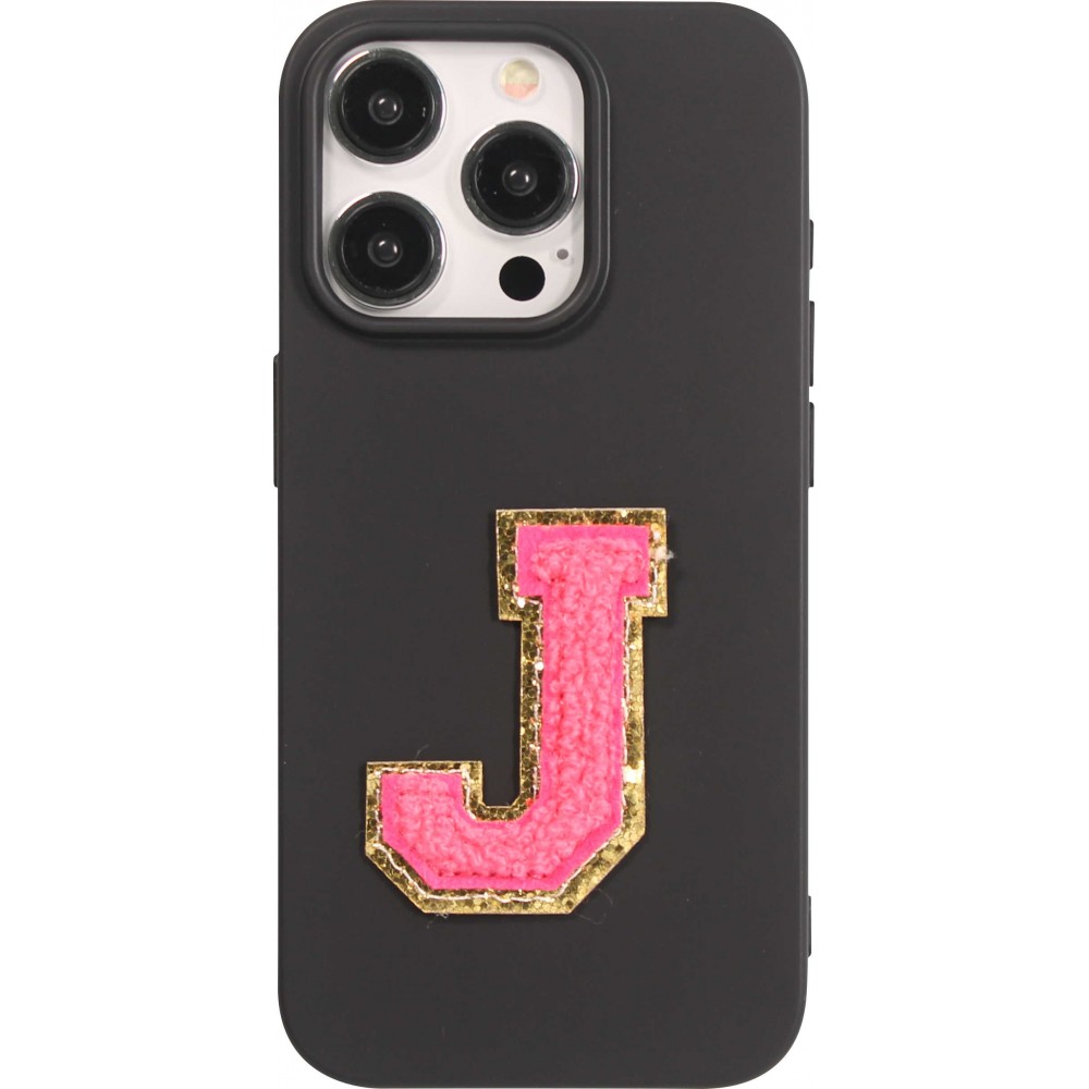 Autocollant sticker pour téléphone/tablette/ordinateur brodé en 3D rose foncé - Lettre J