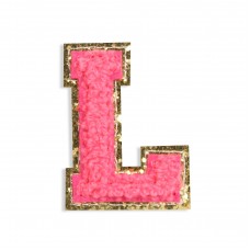 Autocollant sticker pour téléphone/tablette/ordinateur brodé en 3D rose foncé - Lettre L
