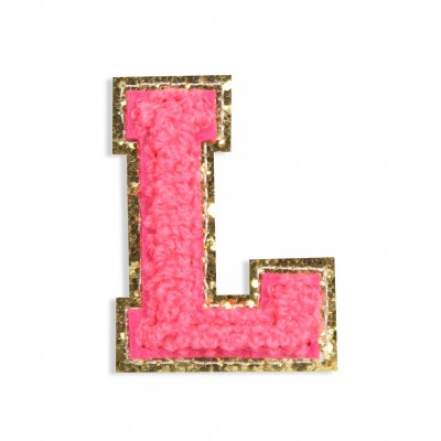 Autocollant sticker pour téléphone/tablette/ordinateur brodé en 3D rose foncé - Lettre L