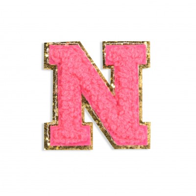 Autocollant sticker pour t&eacute;l&eacute;phone/tablette/ordinateur brod&eacute; en 3D rose foncé - Lettre N