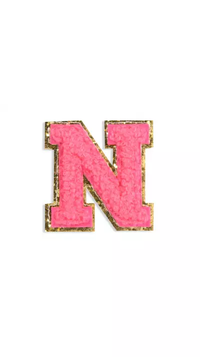 Autocollant sticker pour téléphone/tablette/ordinateur brodé en 3D rose foncé - Lettre N