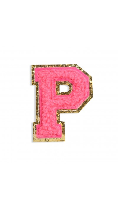 Autocollant sticker pour téléphone/tablette/ordinateur brodé en 3D rose foncé - Lettre P