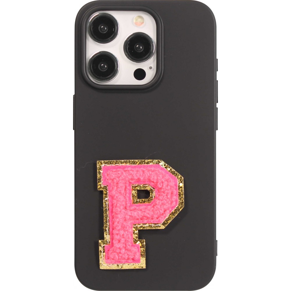 Autocollant sticker pour téléphone/tablette/ordinateur brodé en 3D rose foncé - Lettre P