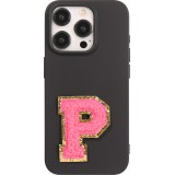 Autocollant sticker pour téléphone/tablette/ordinateur brodé en 3D rose foncé - Lettre P