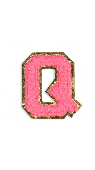 Autocollant sticker pour téléphone/tablette/ordinateur brodé en 3D rose foncé - Lettre Q