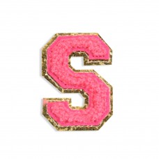 Autocollant sticker pour téléphone/tablette/ordinateur brodé en 3D rose foncé - Lettre S