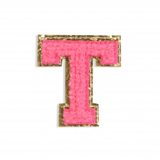 Autocollant sticker pour téléphone/tablette/ordinateur brodé en 3D rose foncé - Lettre T