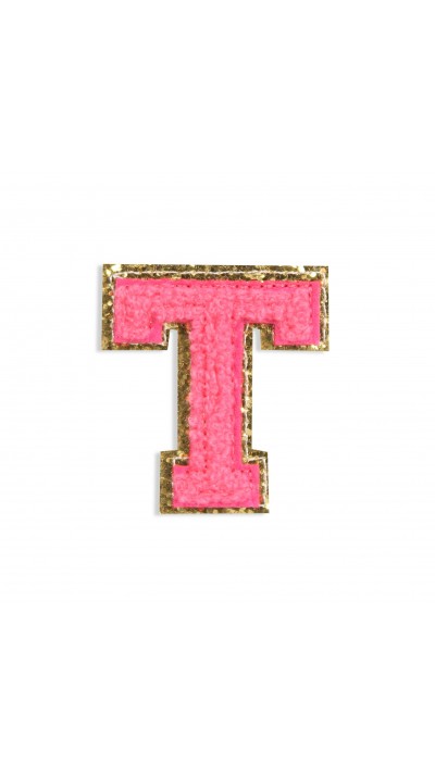 Autocollant sticker pour téléphone/tablette/ordinateur brodé en 3D rose foncé - Lettre T