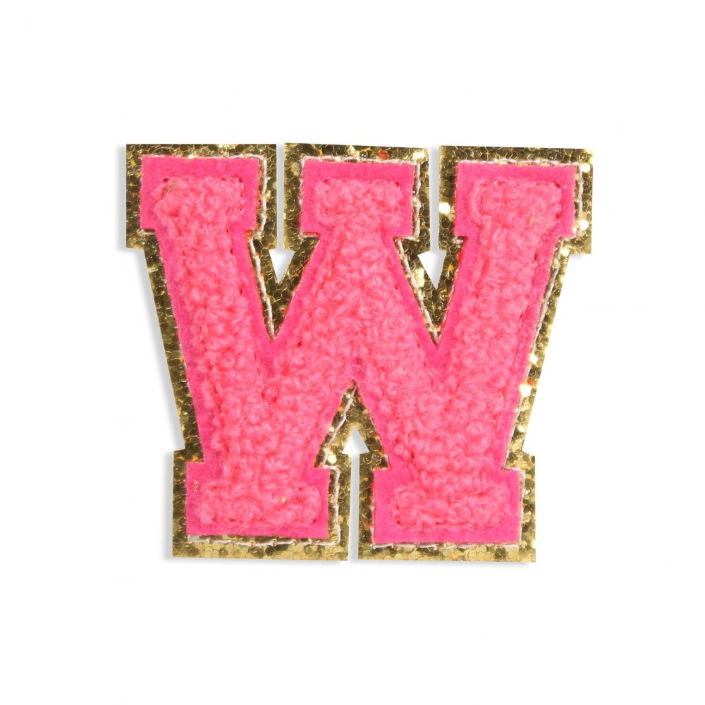 Autocollant sticker pour téléphone/tablette/ordinateur brodé en 3D rose foncé - Lettre W