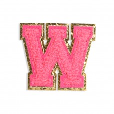 Autocollant sticker pour téléphone/tablette/ordinateur brodé en 3D rose foncé - Lettre W