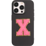 Autocollant sticker pour téléphone/tablette/ordinateur brodé en 3D rose foncé - Lettre X