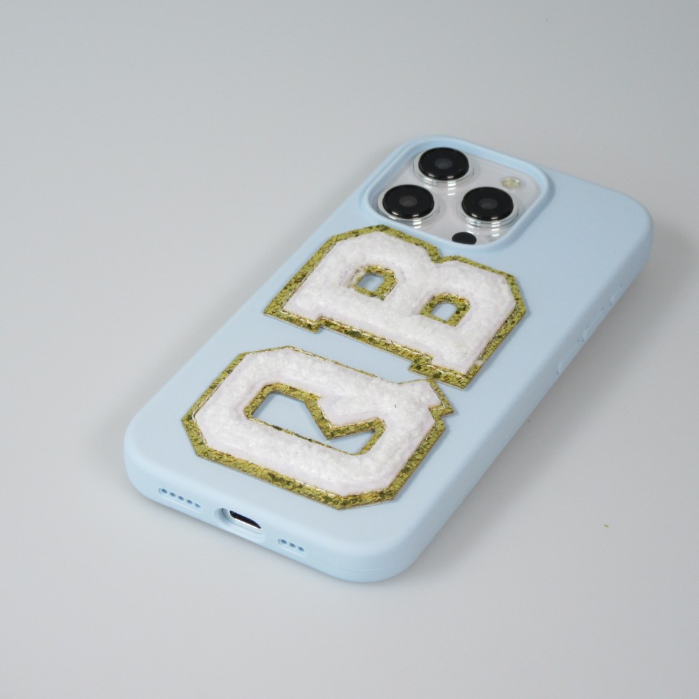 Autocollant sticker pour téléphone/tablette/ordinateur brodé en 3D blanc - Lettre B