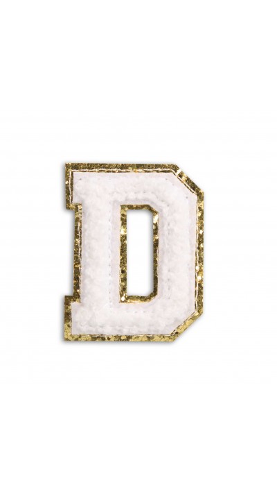 Autocollant sticker pour téléphone/tablette/ordinateur brodé en 3D blanc - Lettre D