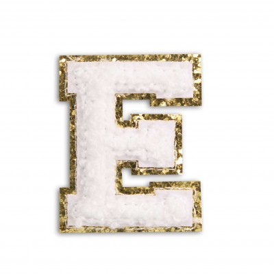 Autocollant sticker pour téléphone/tablette/ordinateur brodé en 3D blanc - Lettre E
