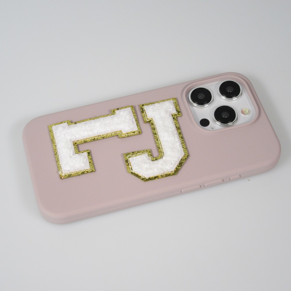 Autocollant sticker pour téléphone/tablette/ordinateur brodé en 3D blanc - Lettre J