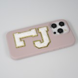 Autocollant sticker pour téléphone/tablette/ordinateur brodé en 3D blanc - Lettre L