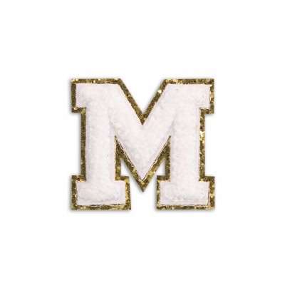 Autocollant sticker pour téléphone/tablette/ordinateur brodé en 3D blanc - Lettre M