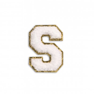 Autocollant sticker pour t&eacute;l&eacute;phone/tablette/ordinateur brod&eacute; en 3D blanc - Lettre S