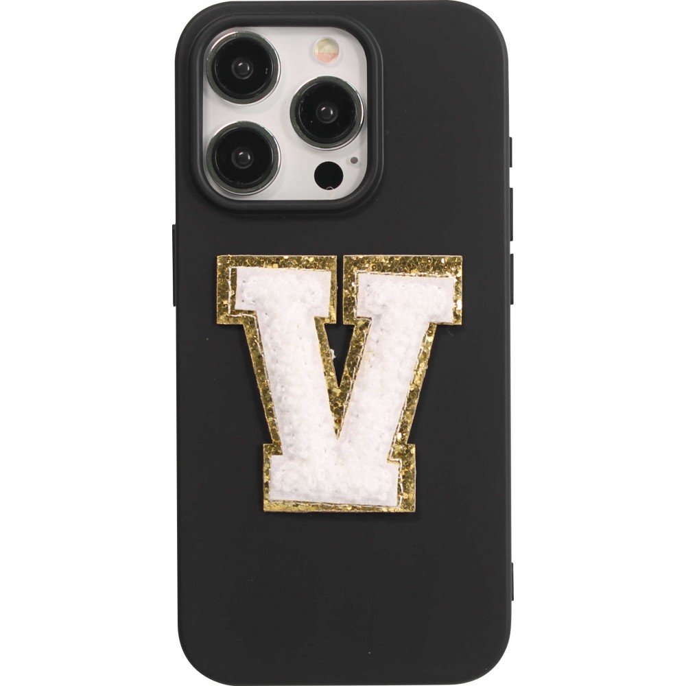 Autocollant sticker pour téléphone/tablette/ordinateur brodé en 3D blanc - Lettre V