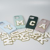 Sticker Aufkleber für Handy/Tablet/Computer 3D gestickt Weiss - Buchstabe X