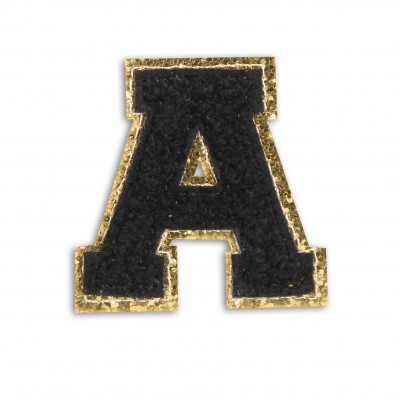 Autocollant sticker pour téléphone/tablette/ordinateur brodé en 3D noir - Lettre A