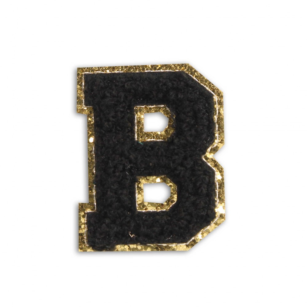 Autocollant sticker pour téléphone/tablette/ordinateur brodé en 3D noir - Lettre B