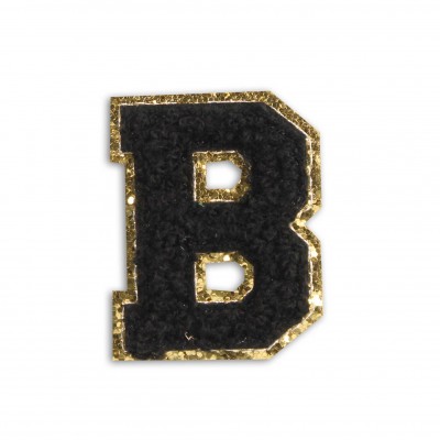 Autocollant sticker pour t&eacute;l&eacute;phone/tablette/ordinateur brod&eacute; en 3D noir - Lettre B