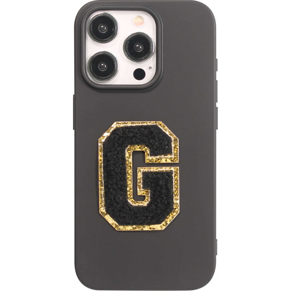 Sticker Aufkleber für Handy/Tablet/Computer 3D gestickt Schwarz - Buchstabe G