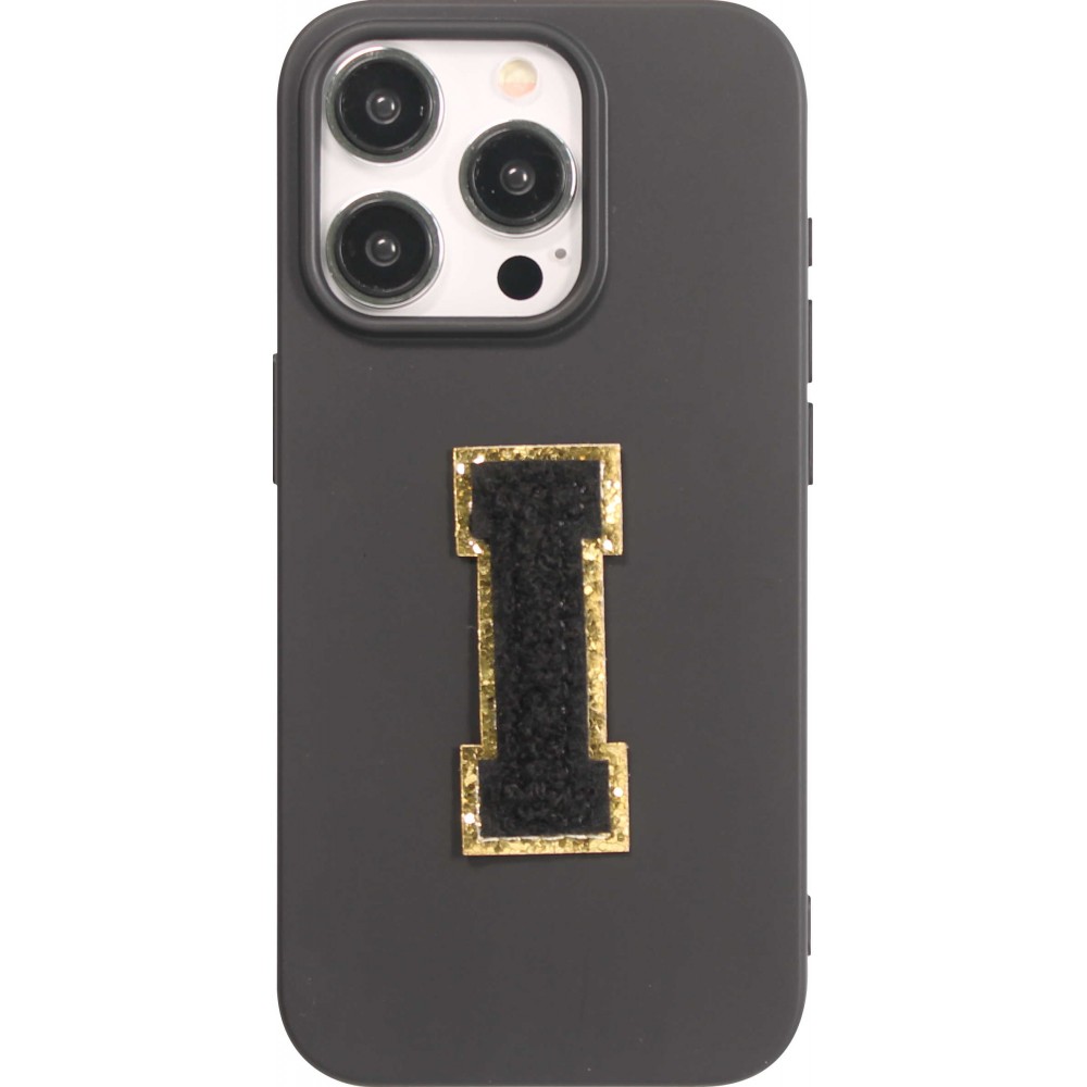 Sticker Aufkleber für Handy/Tablet/Computer 3D gestickt Schwarz - Buchstabe I